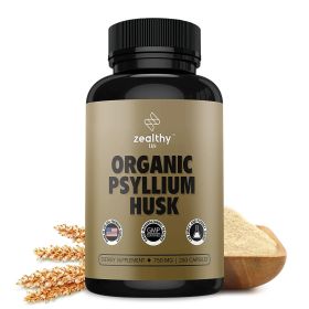 Psyllium Husk Capsules All Natural Fiber Supplement for Gut Health 750 Mg